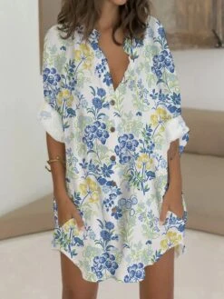 Women's Shirt Dress Casual Dress Shift Dress Mini Dress Outdoor Date Vacation Polyester Fashion Modern V Neck Button Pocket 3/4 Length Sleeve Summer Spring 2023 Regular Fit White Yellow Red Graphic 11 Women's Shirt Dress Casual Dress Shift Dress Mini Dress Outdoor Date Vacation Polyester Fashion Modern V Neck Button Pocket 3/4 Length Sleeve Summer Spring 2023 Regular Fit White Yellow Red Graphic -Casual Print Dress Sales ylojcu1676969574345