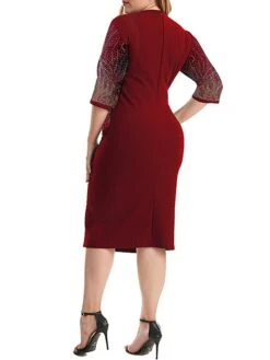 Women's Plus Size Curve Party Dress Cocktail Dress Sheath Dress Solid Color Midi Dress 3/4 Length Sleeve Patchwork Fake Two Piece Crew Neck Fashion Party Black Wine Fall Winter XL XXL 3XL 4XL 5XL 18 Women's Plus Size Curve Party Dress Cocktail Dress Sheath Dress Solid Color Midi Dress 3/4 Length Sleeve Patchwork Fake Two Piece Crew Neck Fashion Party Black Wine Fall Winter XL XXL 3XL 4XL 5XL -Casual Print Dress Sales ylpdam1695362729175