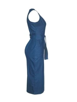 Women's Denim Dress Bodycon Sheath Dress Maxi Long Dress Denim Stylish Casual Daily Vacation Going Out Crew Neck Lace Up Zipper Sleeveless Summer Spring Fall 2023 Slim Blue Pure Color S M L XL -Casual Print Dress Sales ylvlut1643105763178