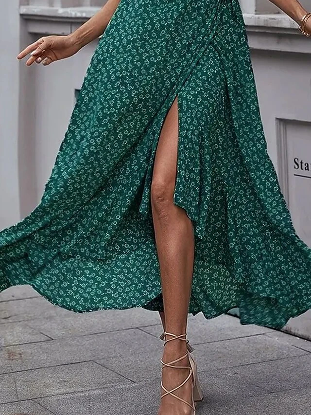 Women's Long Dress Maxi Dress Wrap Dress Floral Dress Summer Dress Graphic Modern Casual Outdoor Daily Holiday Ruffle Split Short Sleeve V Neck Dress Regular Fit Green Summer Spring S M L XL 10 Women's Long Dress Maxi Dress Wrap Dress Floral Dress Summer Dress Graphic Modern Casual Outdoor Daily Holiday Ruffle Split Short Sleeve V Neck Dress Regular Fit Green Summer Spring S M L XL - Image 10