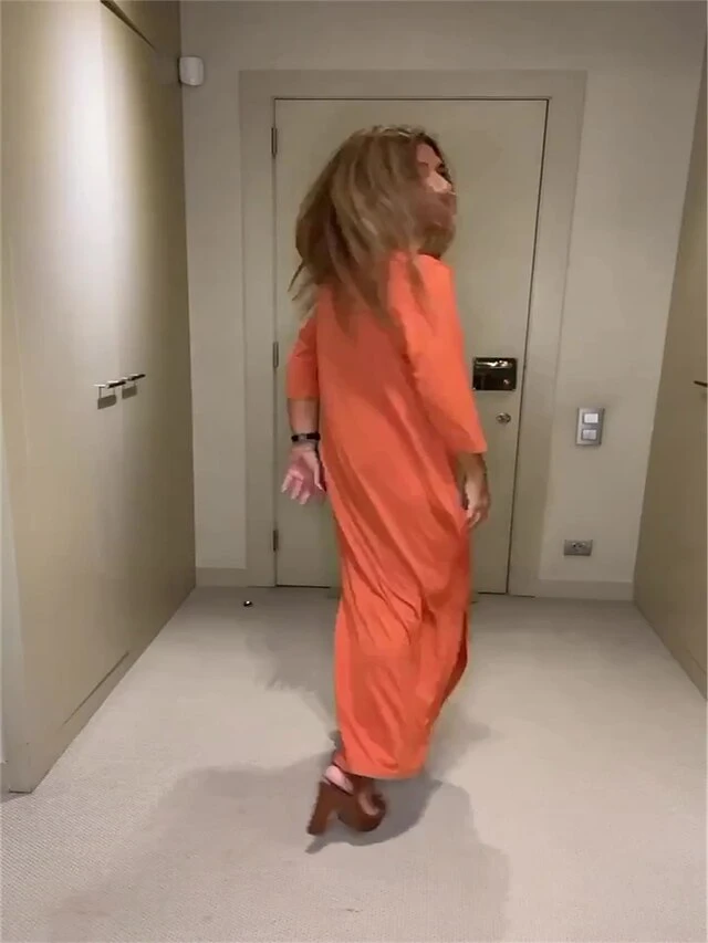 Women's Long Dress Maxi Dress Casual Dress Shift Dress Summer Dress Plain Fashion Basic Daily Holiday Date Ruched 3/4 Length Sleeve V Neck Dress Regular Fit Black Orange Khaki Summer Spring S M L XL 7 Women's Long Dress Maxi Dress Casual Dress Shift Dress Summer Dress Plain Fashion Basic Daily Holiday Date Ruched 3/4 Length Sleeve V Neck Dress Regular Fit Black Orange Khaki Summer Spring S M L XL - Image 7