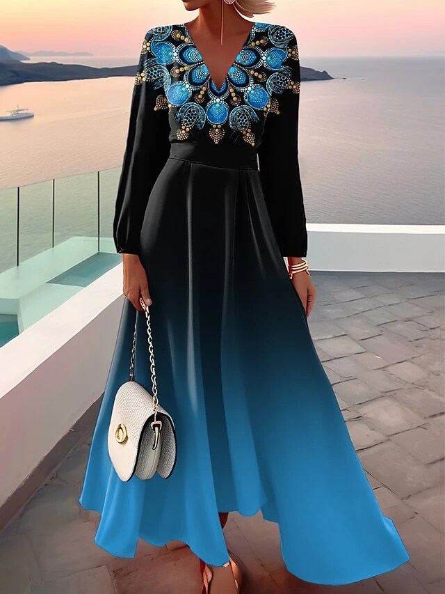 Women's Casual Dress Swing Dress A Line Dress Graphic Ombre Print V Neck Long Dress Maxi Dress Fashion Streetwear Outdoor Daily Long Sleeve Regular Fit Pink Blue Green Fall Winter S M L XL XXL 1 Women's Casual Dress Swing Dress A Line Dress Graphic Ombre Print V Neck Long Dress Maxi Dress Fashion Streetwear Outdoor Daily Long Sleeve Regular Fit Pink Blue Green Fall Winter S M L XL XXL