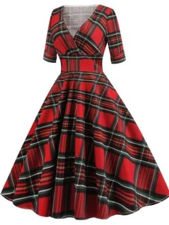 Women's Christmas Swing Dress Midi Dress Black Blue Red Short Sleeve Plaid Print Winter Fall Autumn V Neck 2022 S M L XL 2XL 15 Women's Christmas Swing Dress Midi Dress Black Blue Red Short Sleeve Plaid Print Winter Fall Autumn V Neck 2022 S M L XL 2XL -Casual Print Dress Sales ypvsbt1667979775053