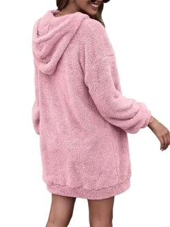 Women‘s Hoodie Dress Winter Dress Black Pink Army Green Navy Blue Beige Gray Long Sleeve Pure Color Zipper Pocket Winter Fall Hooded Stylish Casual Fall Dress Loose Fit 2022 S M L XL 2XL 3XL -Casual Print Dress Sales yqirxn1664249540464