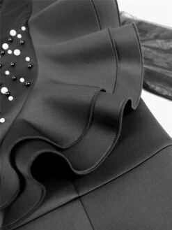 Women‘s Plus Size Curve Party Dress Cocktail Dress Wedding Guest Dress Midi Dress Black Long Sleeve Pure Color Ruffle Spring Fall Winter Crew Neck Fashion Wedding Guest Vacation Summer Dress 2023 -Casual Print Dress Sales yqqkce1691402302569