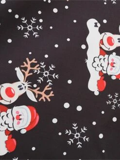 Women's Christmas Vintage Dress Midi Dress Black And White Green Black Long Sleeve Santa Claus Bow Winter Fall Autumn Square Neck Stylish Christmas Vacation 2022 S M L XL XXL 3XL -Casual Print Dress Sales yrcqky1667637304784