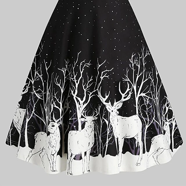 Women's Christmas Strap DressKnee Length Dress Green Black Red Sleeveless Animal Sequins Patchwork Print Spring Summer V Neck Hot Party 2022 S M L XL XXL 3XL 4 Women's Christmas Strap DressKnee Length Dress Green Black Red Sleeveless Animal Sequins Patchwork Print Spring Summer V Neck Hot Party 2022 S M L XL XXL 3XL - Image 4