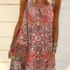 Women's Casual Dress Summer Dress Slip Dress Tribal Drawstring Print Strap Mini Dress Fashion Holiday Vacation Sleeveless Loose Fit Pink Red Blue Summer Spring S M L XL XXL