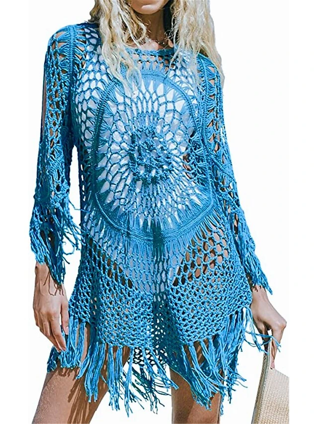 Women's Swimwear Cover Up Beach Dress Normal Swimsuit Hole Pure Color White Black Blue Rosy Pink Beige Plunge Bathing Suits New Vacation Fashion /y / Modern 8 Women's Swimwear Cover Up Beach Dress Normal Swimsuit Hole Pure Color White Black Blue Rosy Pink Beige Plunge Bathing Suits New Vacation Fashion /y / Modern - Image 8