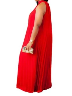 Women's Plus Size Curve Shift Dress Solid Color Halter Neck Ruched Sleeveless Spring Summer Basic Maxi Long Dress Casual Daily Dress -Casual Print Dress Sales yvbrtx1654676762366