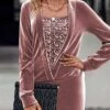 Women's Casual Dress Velvet Dress Mini Dress Warm Fashion Outdoor Holiday Vacation Crew Neck Pure Color Pure Color Regular Fit Pink S M L XL XXL