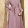 Women's Plus Size Work Dress Swing Dress Semi Formal Dress Fashion Long Dress Maxi Dress Lace Up Crew Neck Long Sleeve Plain Regular Fit Purple Fall Winter L XL XXL 3XL 4XL