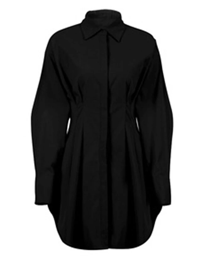 Women's Shirt Dress Casual Dress Mini Dress Outdoor Daily Date Polyester Fashion Basic Shirt Collar Button Long Sleeve Fall Winter 2023 Regular Fit Black White Brown Pure Color S M L 5 Women's Shirt Dress Casual Dress Mini Dress Outdoor Daily Date Polyester Fashion Basic Shirt Collar Button Long Sleeve Fall Winter 2023 Regular Fit Black White Brown Pure Color S M L - Image 5