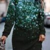 Women's Casual Dress Sweatshirt Dress Mini Dress Warm Fashion Outdoor Vacation Going Out Crew Neck Print Print Loose Fit Red Blue Green S M L XL XXL
