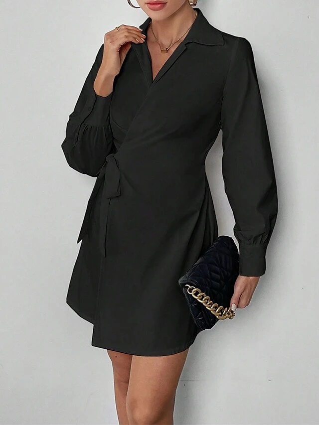 Women's Shirt Dress Casual Dress Sheath Dress Mini Dress Outdoor Daily Vacation Polyester Fashion Modern Shirt Collar Lace Up Long Sleeve Spring Fall Winter 2023 Regular Fit ArmyGreen Black White 20 Women's Shirt Dress Casual Dress Sheath Dress Mini Dress Outdoor Daily Vacation Polyester Fashion Modern Shirt Collar Lace Up Long Sleeve Spring Fall Winter 2023 Regular Fit ArmyGreen Black White - Image 20