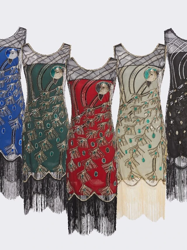 Women's Retro 1920s Fringe Dress Midi Dress Party Holiday Sequins Tassel Fringe Animal Crewneck Sleeveless Regular Fit Spring Fall 2023 Black Red S M L XL 1 Women's Retro 1920s Fringe Dress Midi Dress Party Holiday Sequins Tassel Fringe Animal Crewneck Sleeveless Regular Fit Spring Fall 2023 Black Red S M L XL
