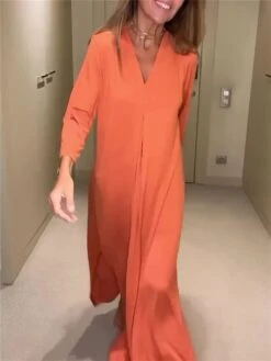 Women's Long Dress Maxi Dress Casual Dress Shift Dress Summer Dress Plain Fashion Basic Daily Holiday Date Ruched 3/4 Length Sleeve V Neck Dress Regular Fit Black Orange Khaki Summer Spring S M L XL 14 Women's Long Dress Maxi Dress Casual Dress Shift Dress Summer Dress Plain Fashion Basic Daily Holiday Date Ruched 3/4 Length Sleeve V Neck Dress Regular Fit Black Orange Khaki Summer Spring S M L XL -Casual Print Dress Sales yzegoa1681202346757