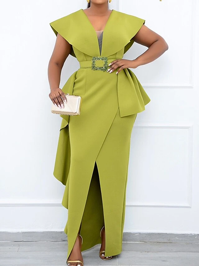 Women's Plus Size Curve Party Dress Solid Color V Neck Short Sleeve Spring Summer Prom Dress Maxi Long Dress Party Dress 10 Women's Plus Size Curve Party Dress Solid Color V Neck Short Sleeve Spring Summer Prom Dress Maxi Long Dress Party Dress - Image 10