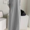 Women's Casual Dress Hoodie Dress Shift Dress Long Dress Maxi Dress Pocket Outdoor Daily Going Out Active Fashion Hooded Long Sleeve 2023 Loose Fit Black Khaki Gray Color S M L XL XXL Size