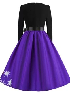 Women's Christmas Swing DressKnee Length Dress Green Blue Purple Red Long Sleeve Print Snowflake Bow Print Fall Winter Crew Neck Stylish 2022 S M L XL 2XL -Casual Print Dress Sales zerblq1658813908463