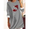 Women's Casual Dress Christmas Dress Shift Dress Print Print Crew Neck Mini Dress Fashion Modern Home Christmas Long Sleeve Regular Fit Pink Wine Red Fall Winter S M L XL XXL