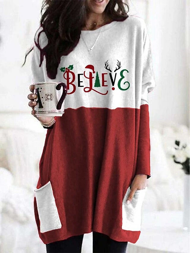 Women's Christmas Casual Dress T Shirt Dress Tee Dress Shift Dress Mini Dress Red 10 Red 13 Red 14 Long Sleeve Santa Claus Pocket Winter Fall Autumn Crew Neck Stylish 2022 S M L XL 2XL 3XL 4XL 5XL 5 Women's Christmas Casual Dress T Shirt Dress Tee Dress Shift Dress Mini Dress Red 10 Red 13 Red 14 Long Sleeve Santa Claus Pocket Winter Fall Autumn Crew Neck Stylish 2022 S M L XL 2XL 3XL 4XL 5XL - Image 5
