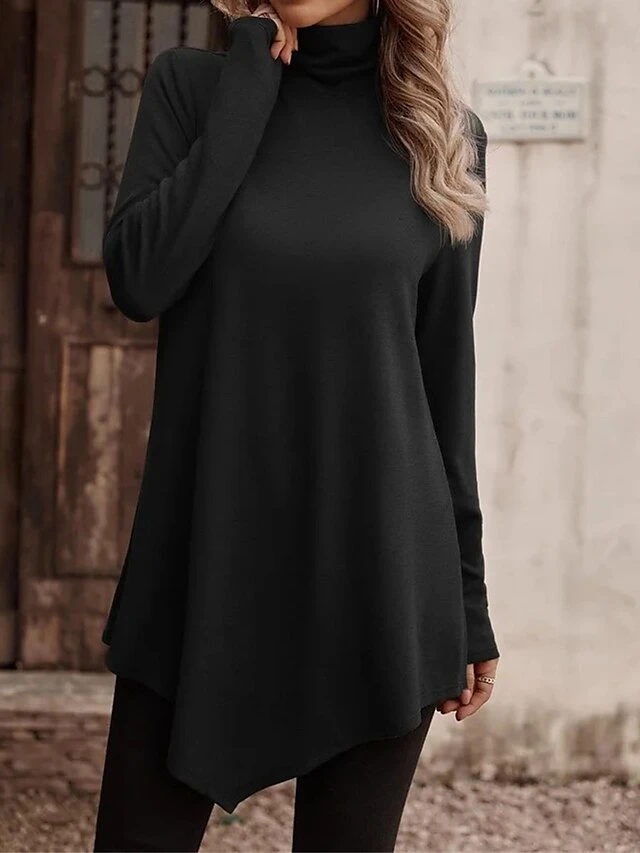Women's Casual Dress Sweatshirt Dress Plain Dress Mini Dress Patchwork Daily Vacation Going Out Active Fashion Turtleneck Long Sleeve 2023 Loose Fit Black White Pink Color S M L XL XXL Size 2 Women's Casual Dress Sweatshirt Dress Plain Dress Mini Dress Patchwork Daily Vacation Going Out Active Fashion Turtleneck Long Sleeve 2023 Loose Fit Black White Pink Color S M L XL XXL Size - Image 2