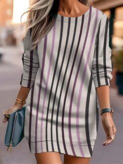 Women's Casual Dress Sweatshirt Dress Mini Dress Warm Fashion Outdoor Vacation Going Out Crew Neck Print Geometric Striped Loose Fit Black Blue Purple S M L XL XXL 8 Women's Casual Dress Sweatshirt Dress Mini Dress Warm Fashion Outdoor Vacation Going Out Crew Neck Print Geometric Striped Loose Fit Black Blue Purple S M L XL XXL -Casual Print Dress Sales zhvzve1694670901770