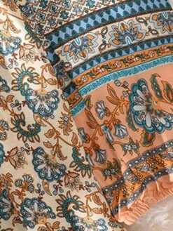 Women's Casual Dress Winter Dress Ethnic Dress Floral Tribal Lace Up Ruched Crew Neck Puff Sleeve Midi Dress Fashion Ethnic Outdoor Christmas Long Sleeve Loose Fit Red Khaki Dark Blue Fall Winter -Casual Print Dress Sales zkxbav1697791104180