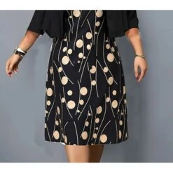 Women‘s Plus Size Curve Easter Dress A Line Dress U Neck Ruched 3/4 Length Sleeve Spring Fall Basic Midi Dress Daily Vacation Dress Cotton -Casual Print Dress Sales zlnttm1661937821795