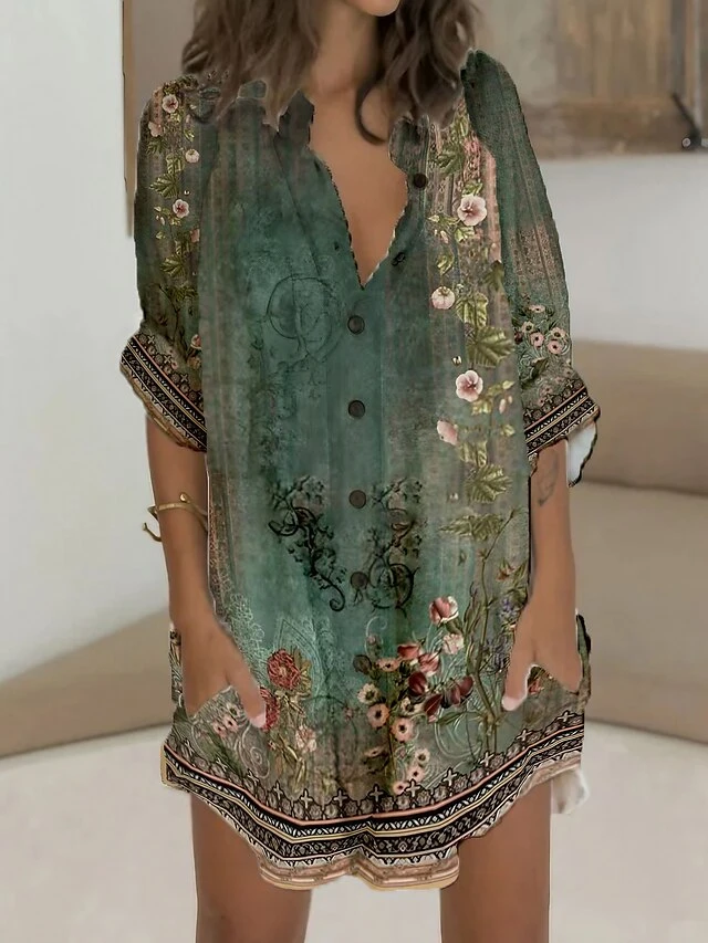 Women's Shirt Dress Casual Dress Shift Dress Mini Dress Outdoor Daily Vacation Polyester Casual Vintage Retro Stand Collar Button Pocket Long Sleeve Summer Spring Fall 2023 Regular Fit Green Floral S 1 Women's Shirt Dress Casual Dress Shift Dress Mini Dress Outdoor Daily Vacation Polyester Casual Vintage Retro Stand Collar Button Pocket Long Sleeve Summer Spring Fall 2023 Regular Fit Green Floral S