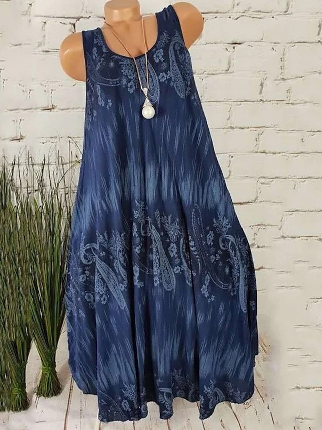 Women's Plus Size Curve Shift Dress Floral Round Neck Print Sleeveless Spring Summer Casual Short Mini Dress Casual Daily Dress 5 Women's Plus Size Curve Shift Dress Floral Round Neck Print Sleeveless Spring Summer Casual Short Mini Dress Casual Daily Dress - Image 5