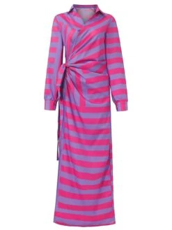 Women's Shirt Dress Bodycon Wrap Dress Maxi Long Dress Outdoor Daily Polyester Fashion Boho Shirt Collar Ruched Split Long Sleeve Summer Fall Spring 2023 Regular Fit Purple Orange Green -Casual Print Dress Sales zpzlkj1678342693699