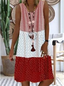 Women's Shift Dress Midi Dress Black Yellow Pink Sleeveless Polka Dot Print Summer Spring Crew Neck Casual 2023 S M L XL XXL 3XL 4XL 5XL 8 Women's Shift Dress Midi Dress Black Yellow Pink Sleeveless Polka Dot Print Summer Spring Crew Neck Casual 2023 S M L XL XXL 3XL 4XL 5XL -Casual Print Dress Sales zqckfj1639128934528