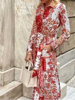 Women's Casual Dress Shift Dress Print Dress Floral Button Pocket Shirt Collar Long Dress Maxi Dress Fashion Elegant Street Daily Long Sleeve Loose Fit Red Spring Fall S M L XL 5 Women's Casual Dress Shift Dress Print Dress Floral Button Pocket Shirt Collar Long Dress Maxi Dress Fashion Elegant Street Daily Long Sleeve Loose Fit Red Spring Fall S M L XL -Casual Print Dress Sales zqcysv1694404210316