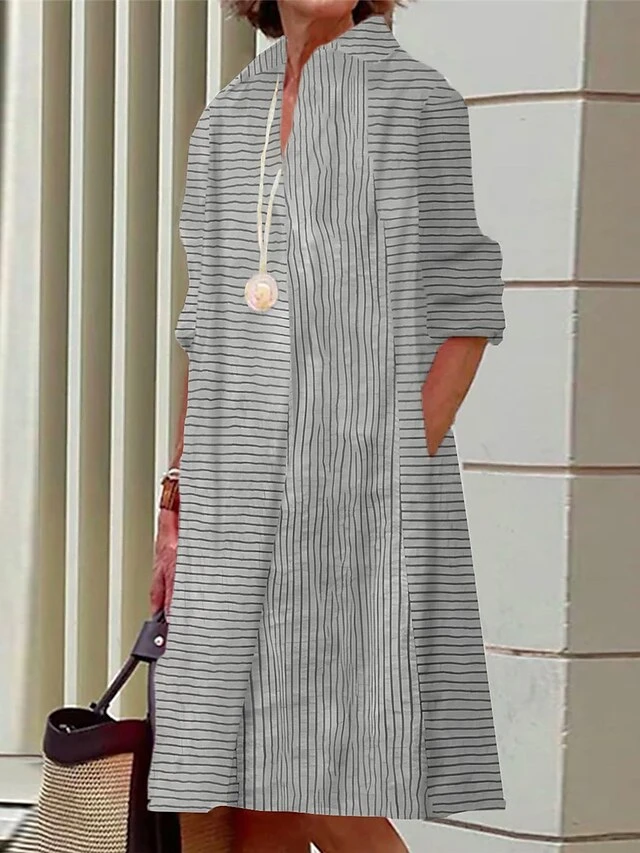 Women's Shirt Dress Casual Dress Midi Dress Outdoor Office Daily Polyester Fashion Modern Shirt Collar Button Pocket Long Sleeve Summer Spring Fall 2023 Loose Fit Pink Blue Green Striped S M L XL 2XL 1 Women's Shirt Dress Casual Dress Midi Dress Outdoor Office Daily Polyester Fashion Modern Shirt Collar Button Pocket Long Sleeve Summer Spring Fall 2023 Loose Fit Pink Blue Green Striped S M L XL 2XL