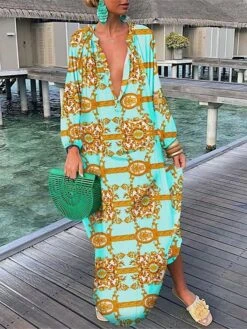 Women's Casual Dress Shirt Dress Shift Dress Long Dress Maxi Dress Yellow Fuchsia Long Sleeve Floral Button Winter Fall Deep V Mature Winter Dress Weekend Fall Dress Loose Fit 2023 S M L XL XXL 3XL