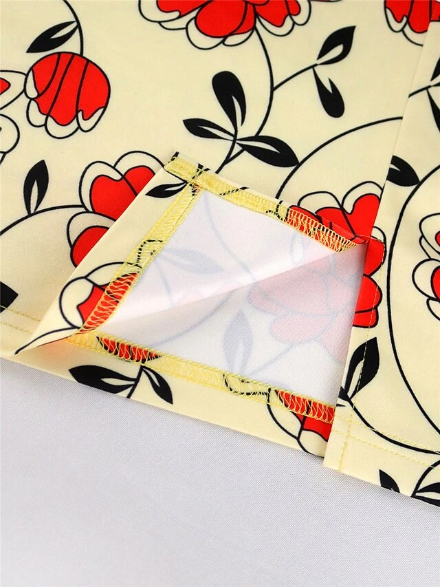 Women‘s Plus Size Curve Party Dress Cocktail Dress Wedding Guest Dress Midi Dress Orange 3/4 Length Sleeve Floral Print Spring Fall Winter Crew Neck Fashion Winter Dress Wedding Guest Vacation 2023 6 Women‘s Plus Size Curve Party Dress Cocktail Dress Wedding Guest Dress Midi Dress Orange 3/4 Length Sleeve Floral Print Spring Fall Winter Crew Neck Fashion Winter Dress Wedding Guest Vacation 2023 - Image 6