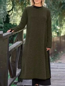 Women's Casual Dress Sweater Dress Sweatshirt Dress Midi Dress Black Army Green Gray Long Sleeve Pure Color Split Fall Winter Autumn Crew Neck Casual Winter Dress Vacation Fall Dress 2023 S M L XL 15 Women's Casual Dress Sweater Dress Sweatshirt Dress Midi Dress Black Army Green Gray Long Sleeve Pure Color Split Fall Winter Autumn Crew Neck Casual Winter Dress Vacation Fall Dress 2023 S M L XL -Casual Print Dress Sales zumcpz1665476054904