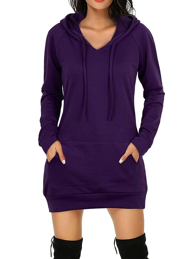 Women's Casual Dress Hoodie Dress Winter Dress Mini Dress Pocket Outdoor Daily Going Out Active Fashion Hooded Long Sleeve 2023 Loose Fit Black Red Navy Blue Color S M L XL XXL Size 9 Women's Casual Dress Hoodie Dress Winter Dress Mini Dress Pocket Outdoor Daily Going Out Active Fashion Hooded Long Sleeve 2023 Loose Fit Black Red Navy Blue Color S M L XL XXL Size - Image 9