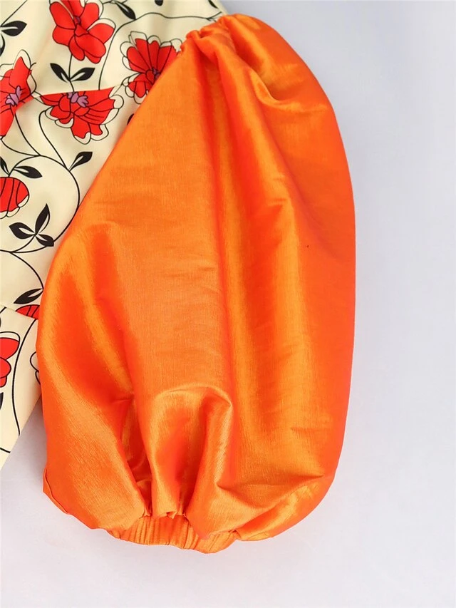 Women‘s Plus Size Curve Party Dress Cocktail Dress Wedding Guest Dress Midi Dress Orange 3/4 Length Sleeve Floral Print Spring Fall Winter Crew Neck Fashion Winter Dress Wedding Guest Vacation 2023 5 Women‘s Plus Size Curve Party Dress Cocktail Dress Wedding Guest Dress Midi Dress Orange 3/4 Length Sleeve Floral Print Spring Fall Winter Crew Neck Fashion Winter Dress Wedding Guest Vacation 2023 - Image 5