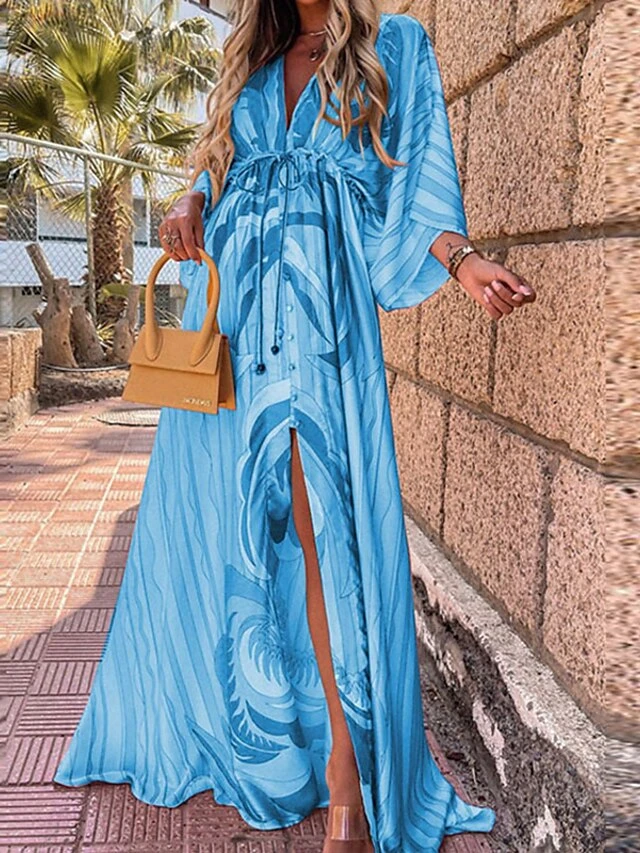 Women's Swing Dress Boho Dress Long Dress Maxi Dress Green Blue Pink 3/4 Length Sleeve Floral Lace Up Winter Fall Autumn V Neck Hot Loose Fit 2023 S M L XL XXL 3XL 1 Women's Swing Dress Boho Dress Long Dress Maxi Dress Green Blue Pink 3/4 Length Sleeve Floral Lace Up Winter Fall Autumn V Neck Hot Loose Fit 2023 S M L XL XXL 3XL