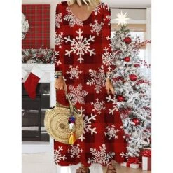 Women's Christmas Casual Dress Shift DressMaxi Long Dress Purple Wine Red Brown White Long Sleeve Plaid Santa Claus Elk Print Fall Winter V Neck Vacation Casual 2022 S M L XL XXL 3XL 4XL 5XL 6XL 30 Women's Christmas Casual Dress Shift DressMaxi Long Dress Purple Wine Red Brown White Long Sleeve Plaid Santa Claus Elk Print Fall Winter V Neck Vacation Casual 2022 S M L XL XXL 3XL 4XL 5XL 6XL -Casual Print Dress Sales zygblv1668238355918