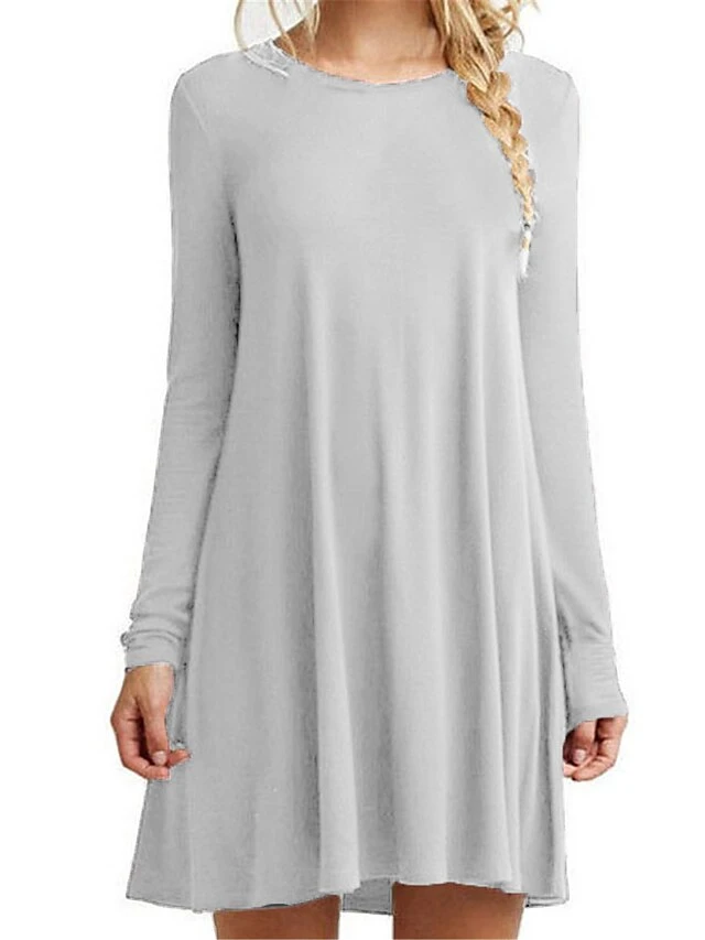 Women's Casual Dress Plain Dress Spring Dress Mini Dress Ruched Daily Date Going Out Active Fashion Crew Neck Long Sleeve 2023 Loose Fit Black White Green Color S M L XL XXL Size 5 Women's Casual Dress Plain Dress Spring Dress Mini Dress Ruched Daily Date Going Out Active Fashion Crew Neck Long Sleeve 2023 Loose Fit Black White Green Color S M L XL XXL Size - Image 5