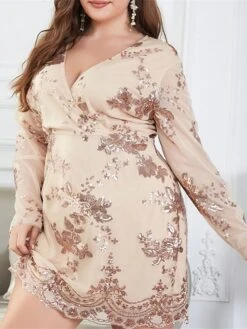 Women's Plus Size Curve Party Dress Sequin Dress Bodycon Floral Mini Dress Long Sleeve Mesh V Neck Fashion Party Black White Fall Winter XL XXL 3XL 4XL 17 Women's Plus Size Curve Party Dress Sequin Dress Bodycon Floral Mini Dress Long Sleeve Mesh V Neck Fashion Party Black White Fall Winter XL XXL 3XL 4XL -Casual Print Dress Sales zzlyuq1693804853794