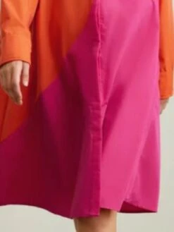 Women's Shirt Dress Casual Dress Maxi Long Dress Office Daily Date Polyester Fashion Modern Shirt Collar Patchwork Print 3/4 Length Sleeve Summer Spring Fall 2023 Regular Fit Pink Orange Leaf Color -Casual Print Dress Sales zztebt1682675588622